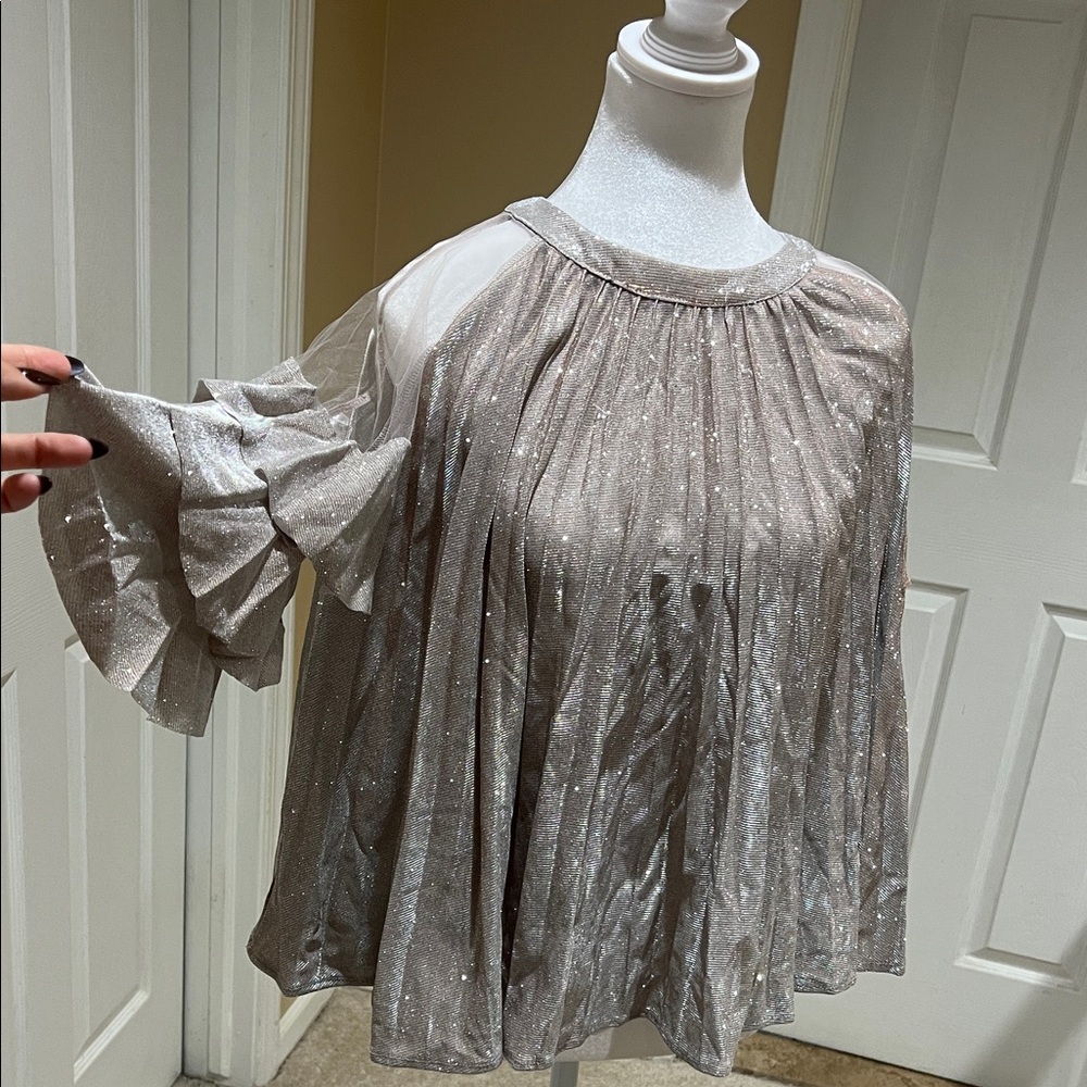 Glamorous Sheer Silver Blouse